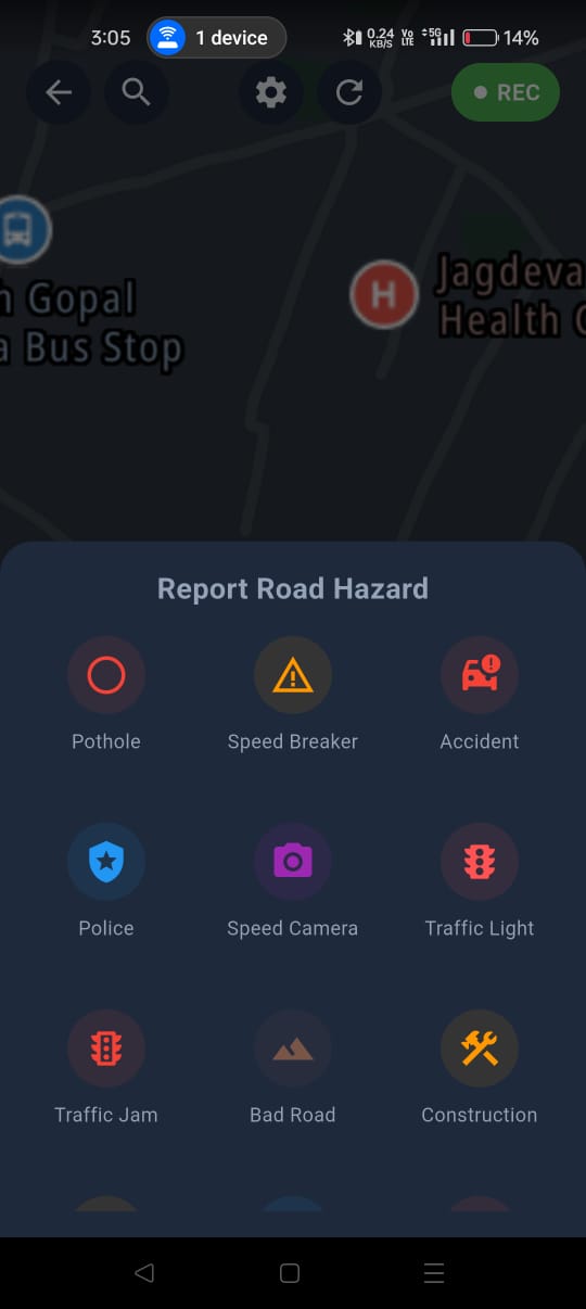 IndiaRoad Map — Hazard Reporting